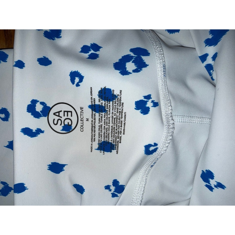 Sage Collective Womens Blue Leopard Print High Waisted Leggings Size Medium - Picture 7 of 9